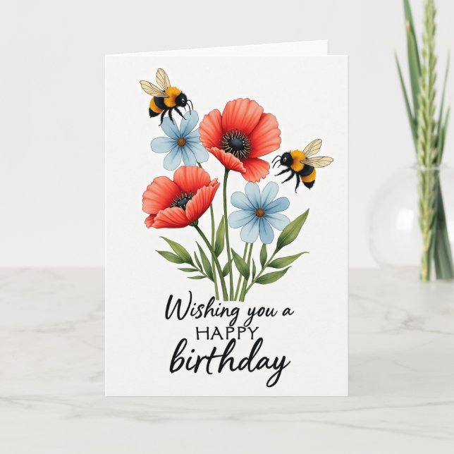 Bee Blossom Birthday Card (Front)
