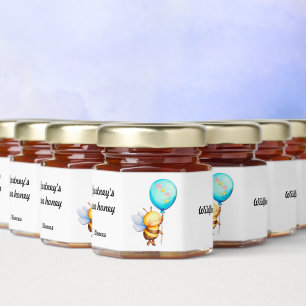 Bee & Blue Balloon honey jar favors