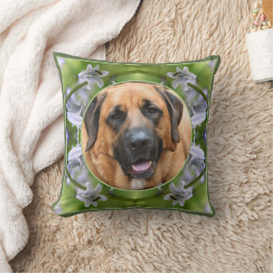 Bee Bluebell Frame Create Your Own Pet Photo Throw Pillow