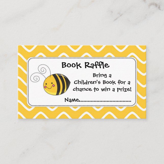 Bee Book Raffle Tickets, Baby Shower Game Enclosure Card (Front)