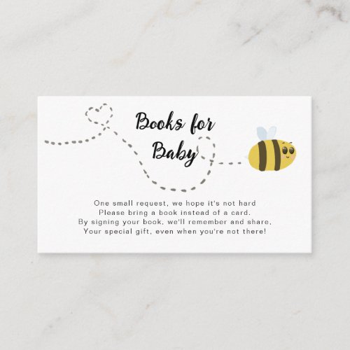 Bee Books for Baby Shower Enclosure Request Card