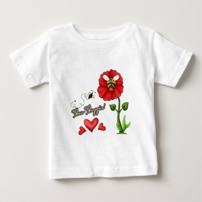 Bee Boppin Bee on Flower Baby T-Shirt (Front)