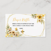 Bee Botanical Baby Shower Diaper Raffle Card
