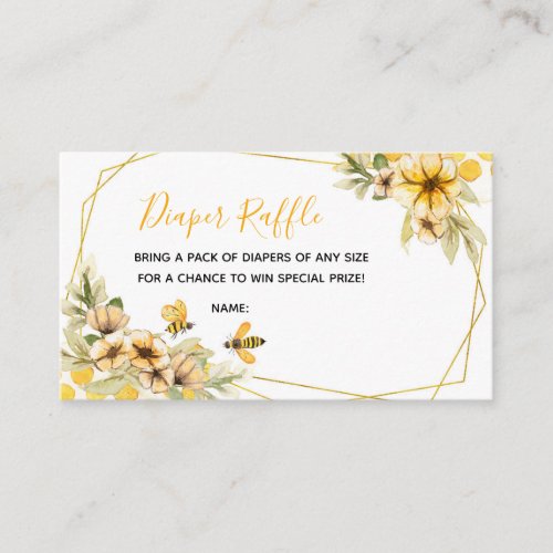 Bee Botanical Baby Shower Diaper Raffle Card