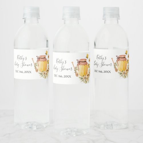 Bee Botanical Baby Shower Water Bottle Label