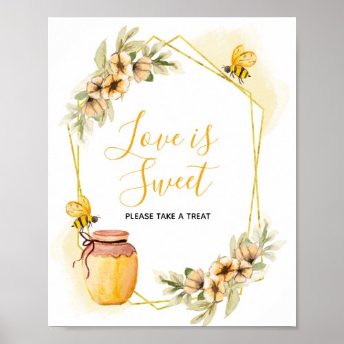 Bee Botanical Watercolor Love is Sweet Sign