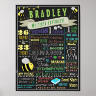 Bee Boys First Birthday Poster