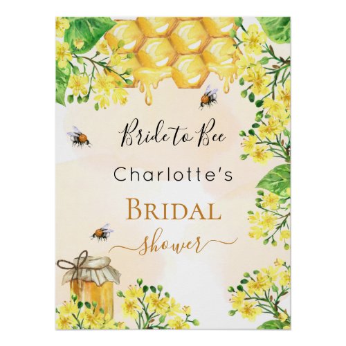 Bee Bridal Shower bride to bee yellow florals  Poster