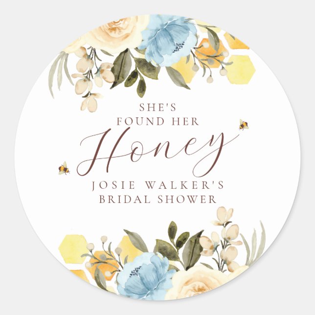 Bee Bridal Shower Classic Round Sticker (Front)