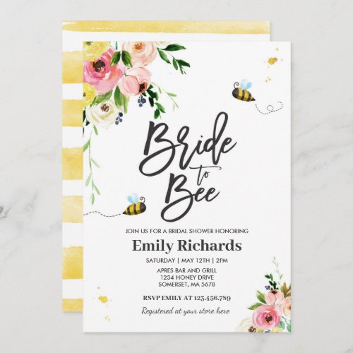 Bee Bridal Shower Invitation Floral Bride To Bee