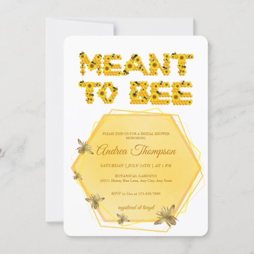 Bee Bridal Shower Invitation  Meant to Bee