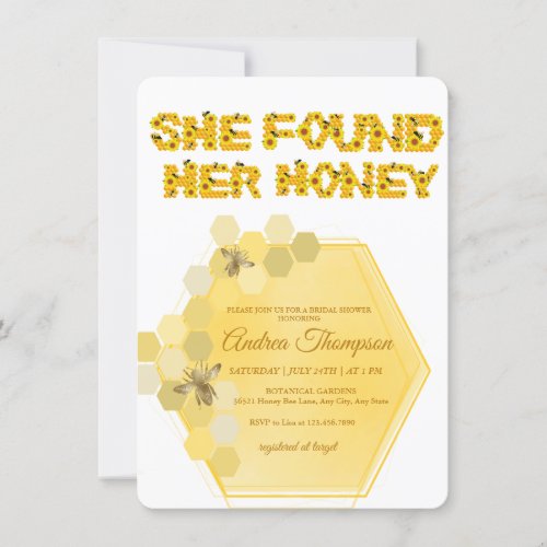 Bee Bridal Shower Invitation  She Found Her Honey