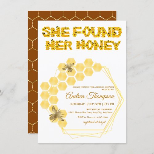 Bee Bridal Shower Invitation  She Found Her Honey
