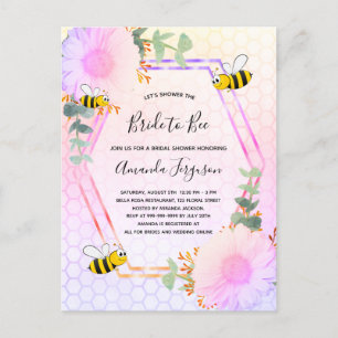Bee Bridal shower rainbow greenery bride to bee Invitation Postcard