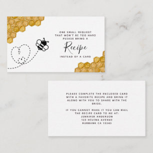 Bee Bridal Shower Recipe Request Enclosure Card