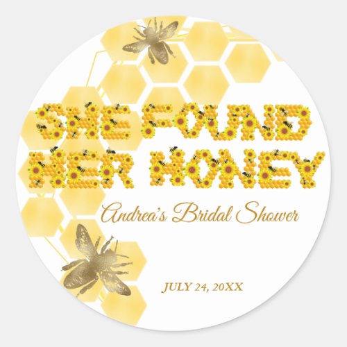 Bee Bridal Shower  She Found Her Honey Classic Round Sticker