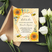 Bee Bridal shower sunflowers greenery bride to bee Invitation Postcard