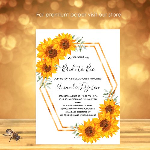 Bee Bridal shower sunflowers honey bees invitation Postcard
