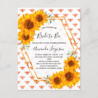 Bee Bridal shower sunflowers rose gold invitation Postcard