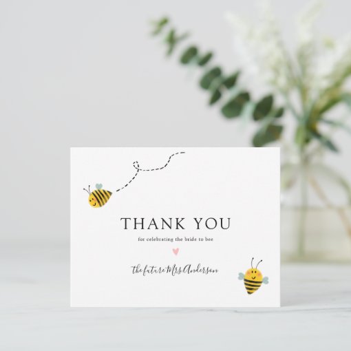 Bee Bridal Shower Thank You Postcard | Zazzle