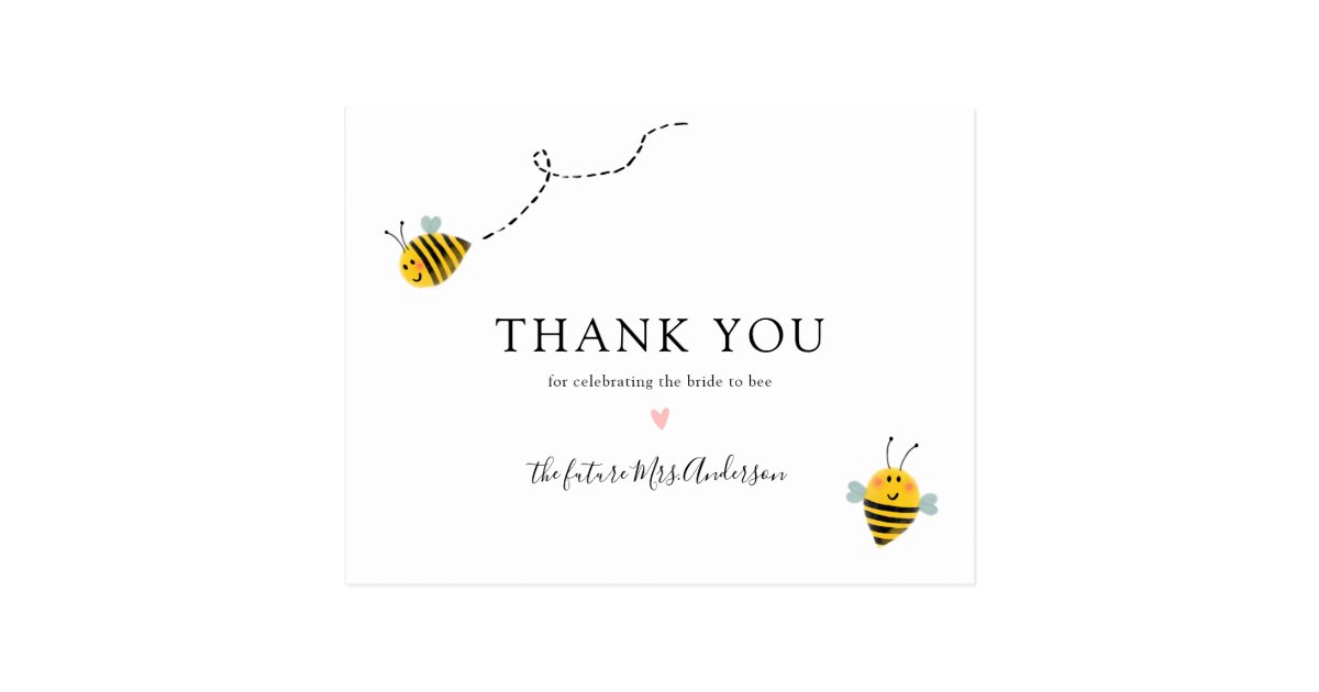 Bee Bridal Shower Thank You Postcard | Zazzle.com