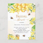 Bee Bridal shower yellow florals cute invitation Postcard (Front)