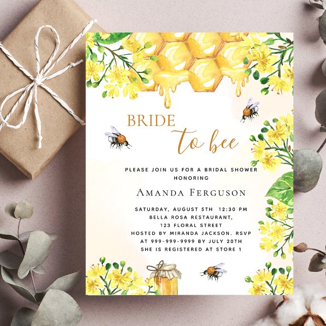Bee Bridal shower yellow florals invitation (Creator Uploaded)