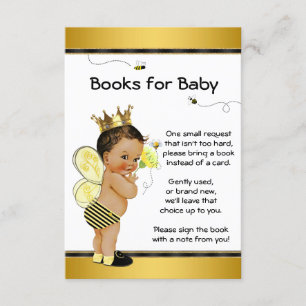 Bee Bring A Book Ethnic Boy Baby Shower Inserts Invitation
