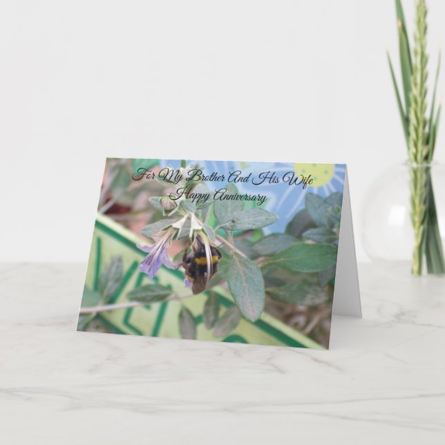 Bee Brother Wife Personalised Wedding Anniversary Card (Front)