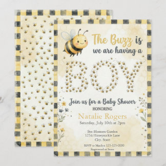 Bee Bug Boy Baby Shower Invitation