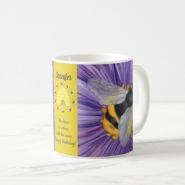 Bee Bumblebee Coffee Mug Tea Cup Original Art (Front Right)