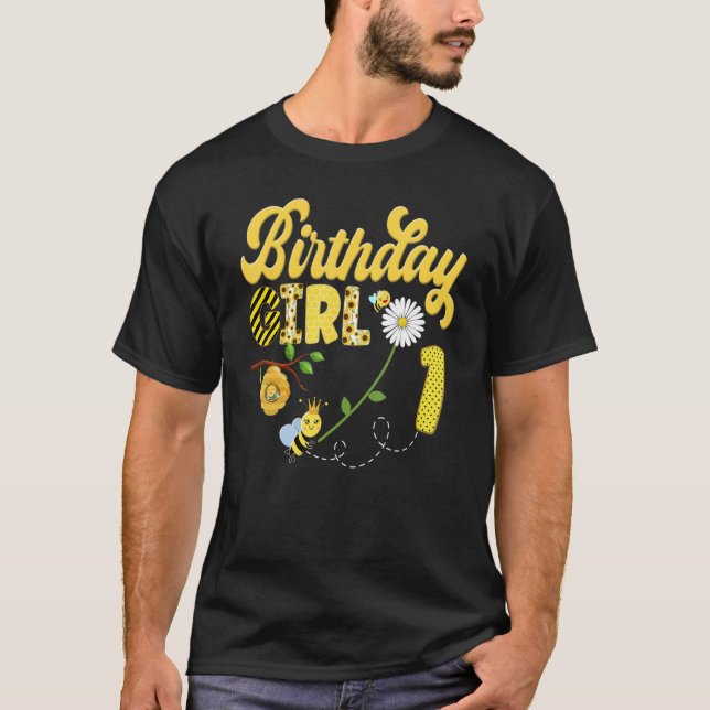Bee Bumblebee Girl Birthday Hive Sweet 1st Party M T-Shirt (Front)