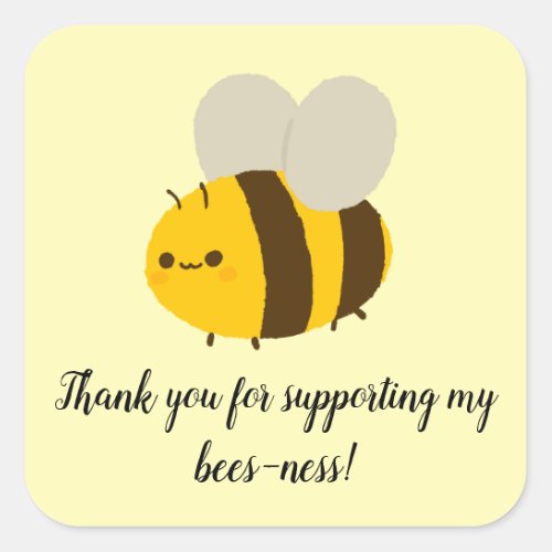 Bee Business Support Square Sticker