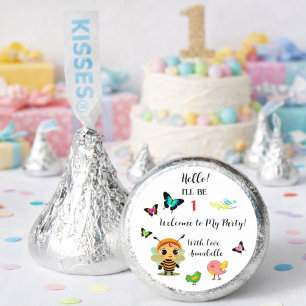 Bee Butterfly 1st Birthday Chocolate Favor Sticker