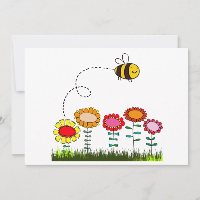 Bee Buzzing a Flower Garden Invitation (Front)
