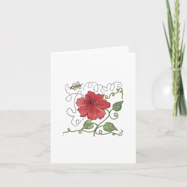 Bee Buzzing Hibuscus Blank Note Card (Front)