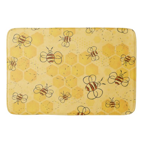Bee Buzzing Honey Bees Bumblebee Art Bath Mat