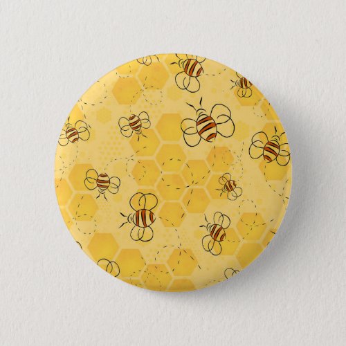 Bee Buzzing Honey Bees Bumblebee Art Button