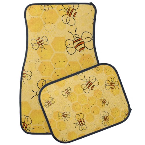 Bee Buzzing Honey Bees Bumblebee Art Car Floor Mat