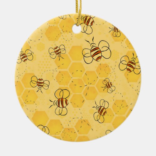 Bee Buzzing Honey Bees Bumblebee Art Ceramic Ornament