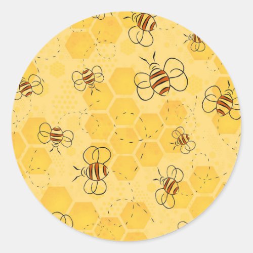 Bee Buzzing Honey Bees Bumblebee Art Classic Round Sticker
