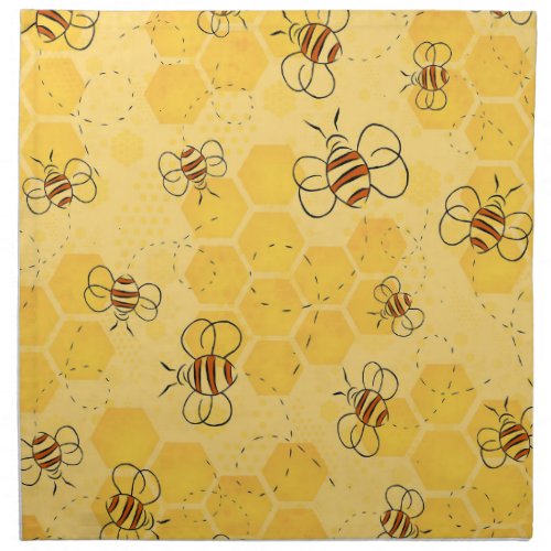 Bee Buzzing Honey Bees Bumblebee Art Cloth Napkin