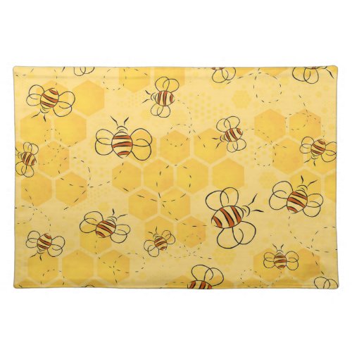Bee Buzzing Honey Bees Bumblebee Art Cloth Placemat