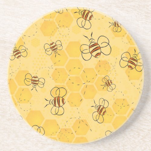 Bee Buzzing Honey Bees Bumblebee Art Coaster