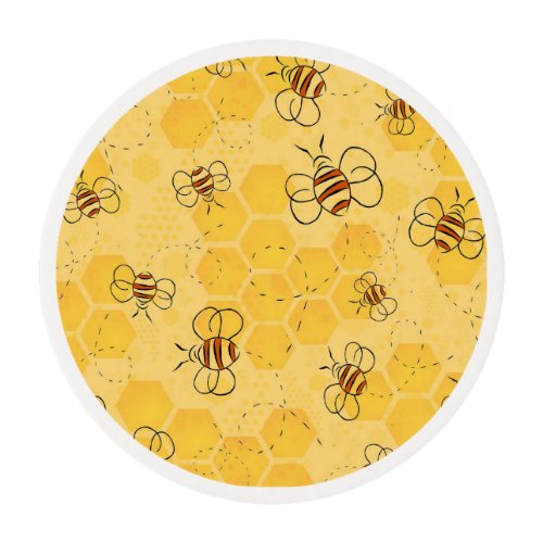 Bee Buzzing Honey Bees Bumblebee Art Edible Frosting Rounds
