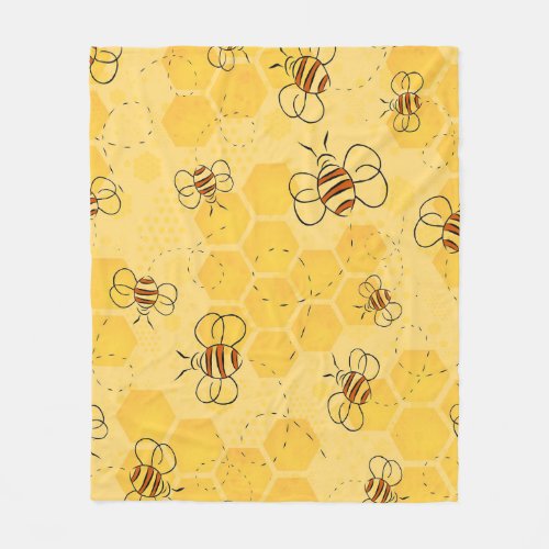 Bee Buzzing Honey Bees Bumblebee Art Fleece Blanket