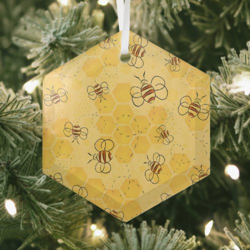 Bee Buzzing Honey Bees Bumblebee Art Glass Ornament