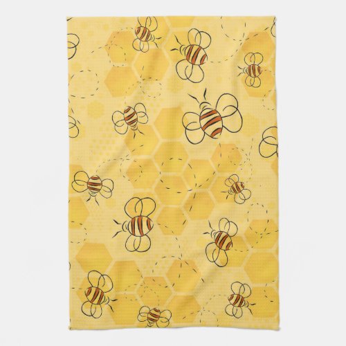 Bee Buzzing Honey Bees Bumblebee Art Kitchen Towel