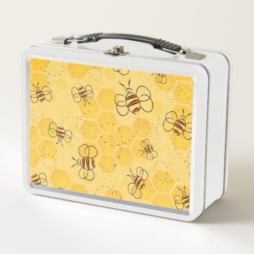 Bee Buzzing Honey Bees Bumblebee Art Metal Lunch Box