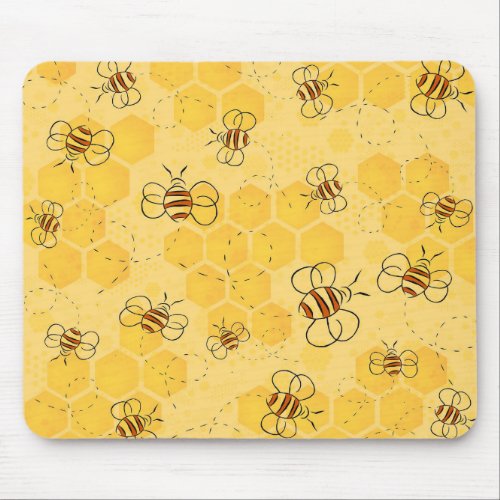 Bee Buzzing Honey Bees Bumblebee Art Mouse Pad